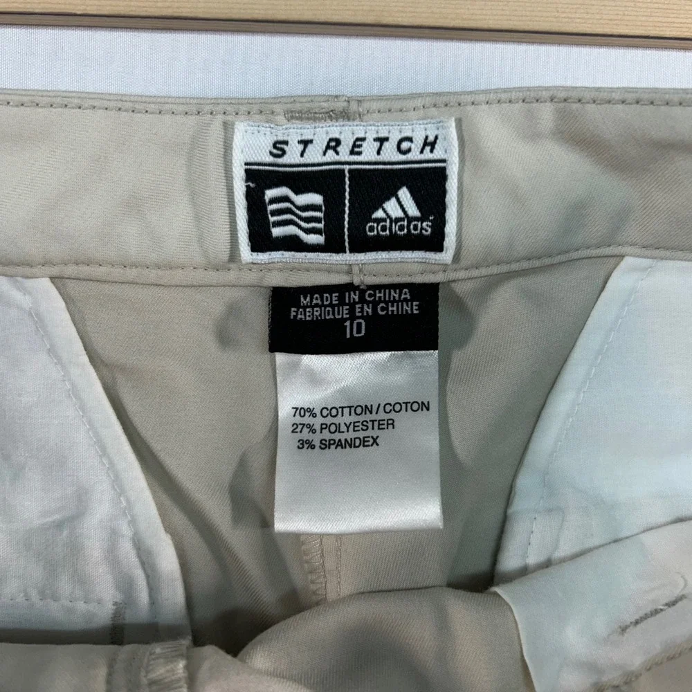 Adidas Womens Golf Shorts Khaki Tan Stretch Cotton Blend Size 10 Activewear